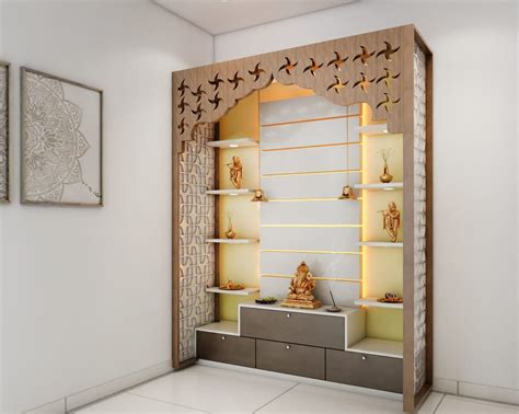 Traditional Pooja Room Designing, Work Provided: Wood Work & Furniture ...