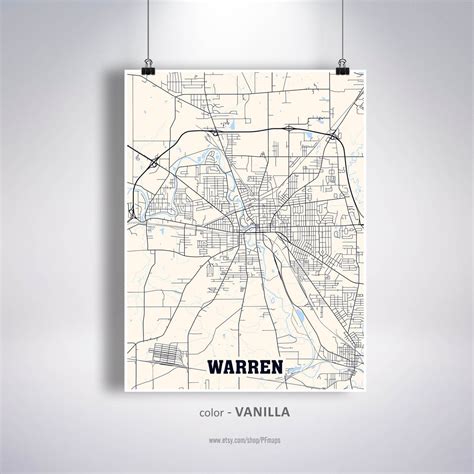 Warren Map Print Warren City Map Ohio OH USA Map Poster | Etsy