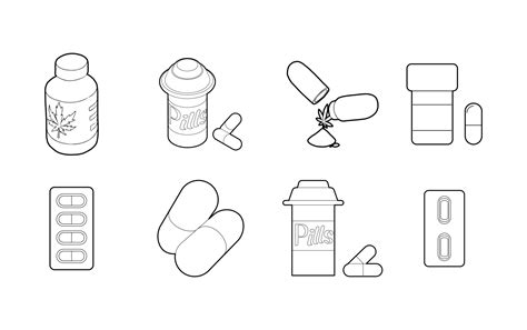 Capsule icon set, outline style 8452969 Vector Art at Vecteezy