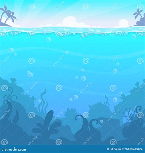 Underwater Landscape, Vector Illasteration. Beautiful Under Sea Location Stock Vector ...