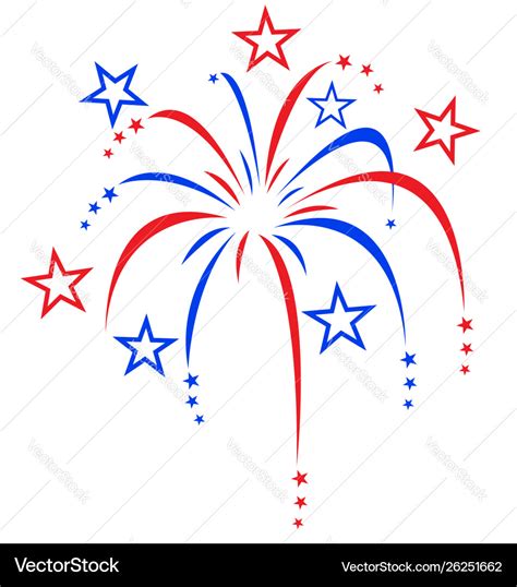 Red white and blue stylized fireworks Royalty Free Vector