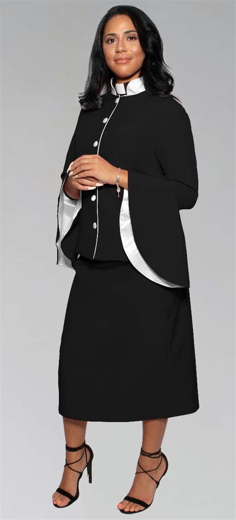 788 W. Women's Clergy Suit - Black/White Flared Sleeve | Clergy women, Office outfits women ...