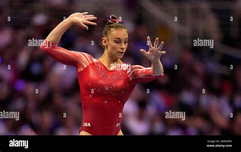 Grace McCallum competes on the beam during the women's U.S. Olympic Gymnastics Trials Sunday ...