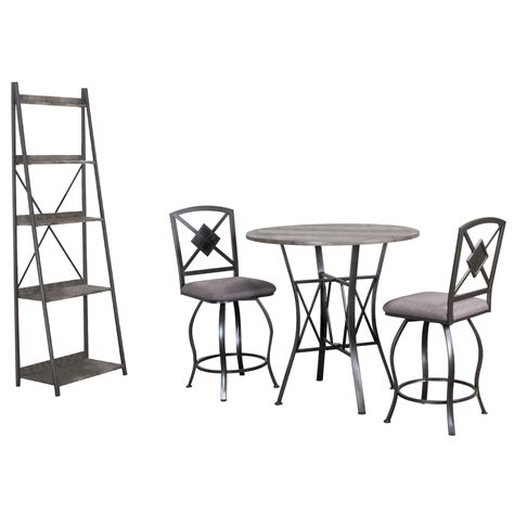 Sunset Trading Star 36" Round Pub Table Set with Storage Shelves | Bar Height Dining | 2 Swivel ...