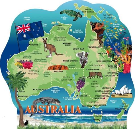 a map of australia with all the different animals