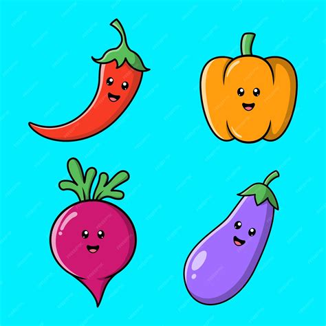 Premium Vector | Set of cute vegetable cartoon