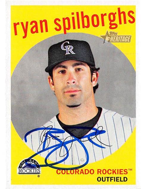 Ryan Spilborghs autographed baseball card (Colorado Rockies) 2008 Topps Heritage #394