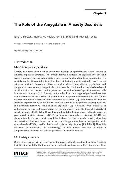 (PDF) The Role of the Amygdala in Anxiety Disorders