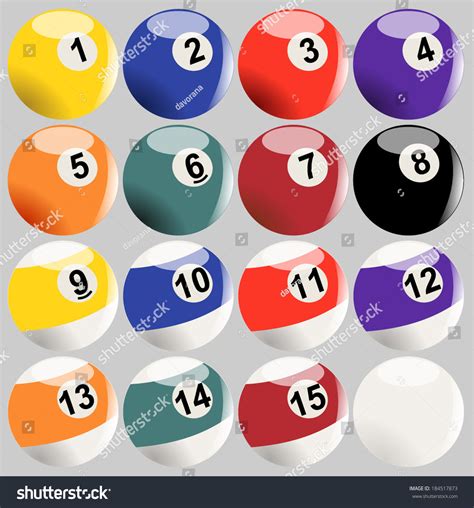 Complete Set Billiard Balls Colored Pool Stock Vector 184517873 - Shutterstock