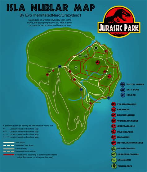 Isla Nublar Map based solely on the first film : r/JurassicPark