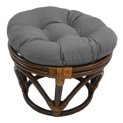 18-inch Round Solid Twill Tufted Footstool Cushion - Grey - Walmart.com - Walmart.com