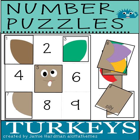 Kindergarten Math Number sense activities Puzzles 1 - 20 with Turkeys ...