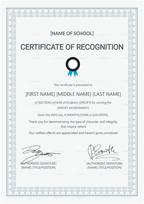 Certificate Of Recognition Template, Certificate Format, Certificate ...