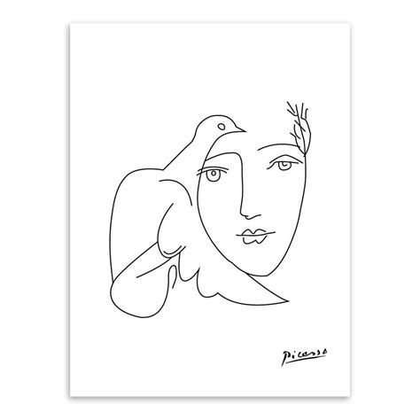 Modern Picasso Minimalist Abstract Line Drawing Canvas Art Painting ...