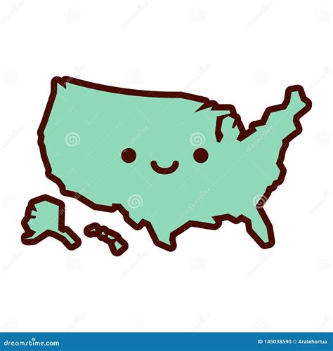 Cartoon USA Map Emoji Icon Isolated Stock Vector - Illustration of kawaii, emoji: 145038590