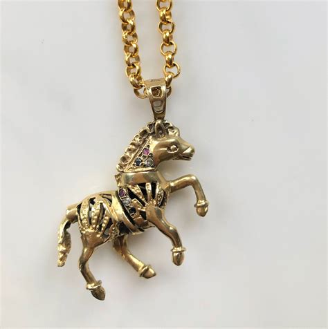 Gold Horse Pendant Gold Horse Necklace Moveable Gold Horse - Etsy UK