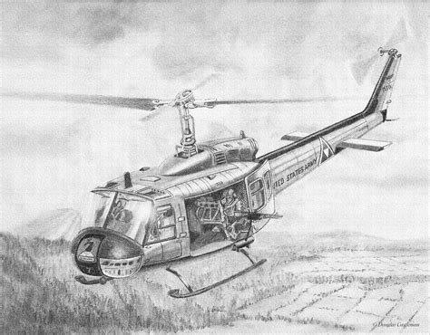 Huey in Vietnam Drawing by Douglas Castleman - Pixels