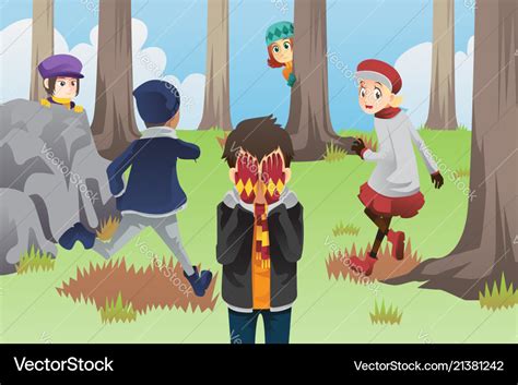 Kids playing hide and seek Royalty Free Vector Image