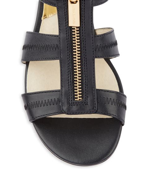 Michael michael kors Berkley Leather Flat Sandals in Black | Lyst