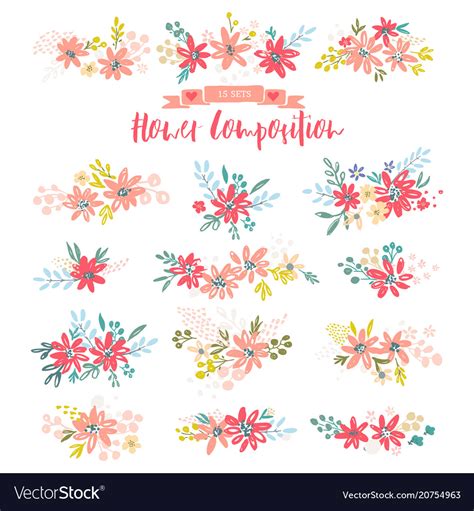 Collection of flower dividers Royalty Free Vector Image