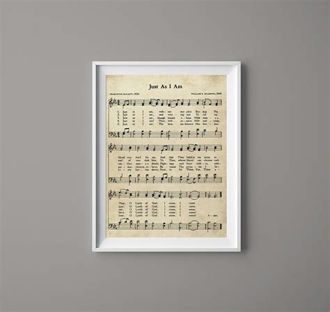 Just As I Am Hymn Print Sheet Music Art Hymn Art Hymnal | Etsy