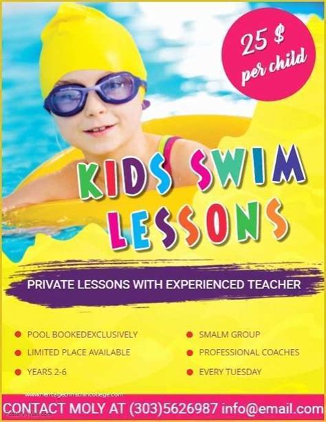 Swim Lesson Flyer Template Free Of Kids Swimming Lessons Flyer Template | Heritagechristiancollege