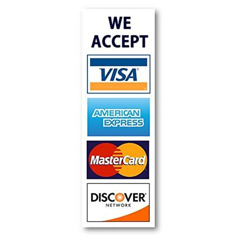 We Accept Credit Cards AmEx Visa MasterCard Discover Decals Sticker ...