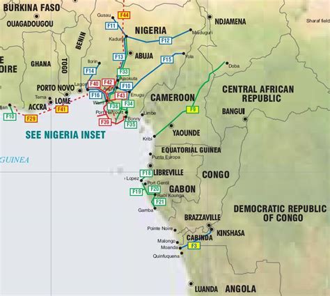 West Africa Pipelines map - Crude Oil (petroleum) pipelines - Natural ...