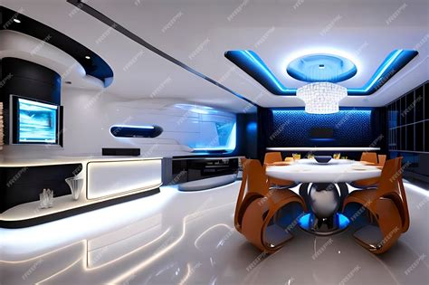 Premium Photo | Futuristic dining room for modern homes