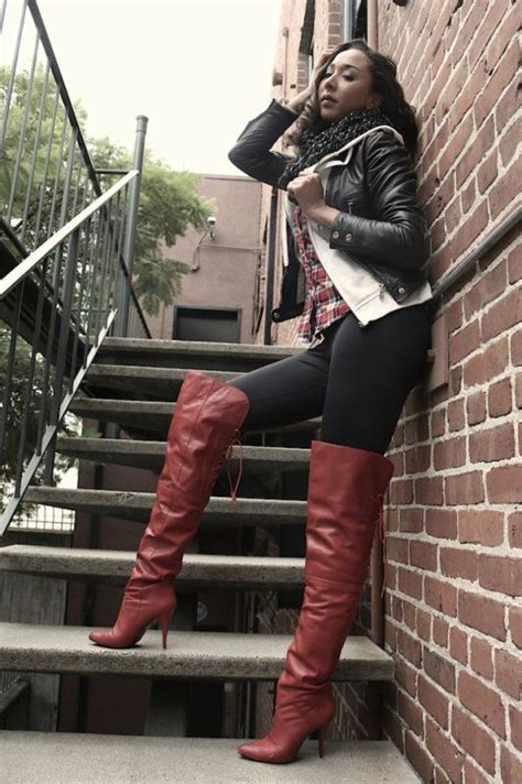 Leather Boots Outfit, High Heel Boots Outfit, Thigh High Stiletto Boots ...