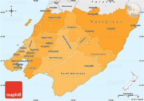 Political Shades Simple Map of Wellington, single color outside ...