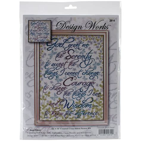 Serenity Prayer Floral Counted Cross Stitch Kit, 12" x 16", 14-Count ...