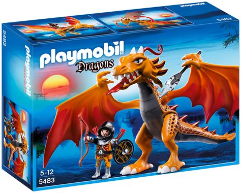 Playmobil Dragons 5483 pas cher, Dragon d'Or avec soldat