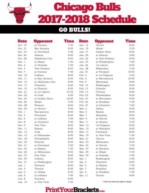 Fillable Online Chicago Bulls Schedule - NBA.com Fax Email Print - pdfFiller