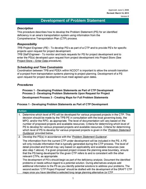 Printable 50 Printable Problem Statement Templates Ms Word Problem Management Policy Template ...