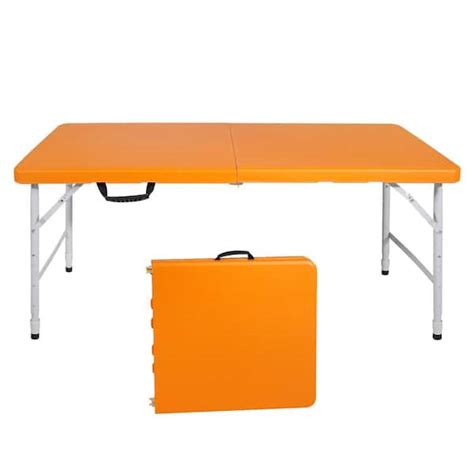 4 ft. Orange Portable Folding Table Indoor and Outdoor Maximum Weight ...