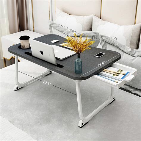 XXL Laptop Table,Portable Lap Table with Beverage Holder and Storage ...