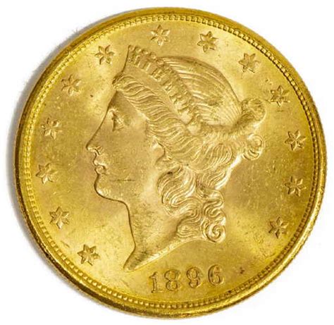 US $20 GOLD TWENTY DOLLAR 1896S LIBERTY HEAD COIN