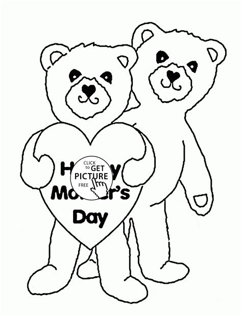 two teddy bears holding a heart with the words happy mother's day on it