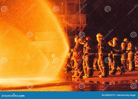 Teams of Firefighters Working on a Fire Editorial Stock Image - Image of firefighting ...