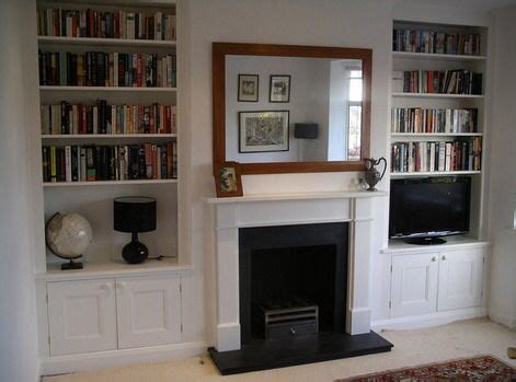 Cupboards in chimney alcove | Living room shelves, Victorian living room, Living room diy