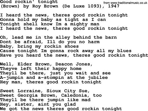 Bruce Springsteen song: Good Rockin' Tonight, lyrics