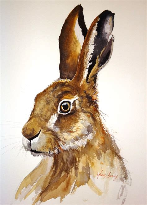 Hare watercolour. Sold | Hare watercolour, Animal paintings, Hare painting