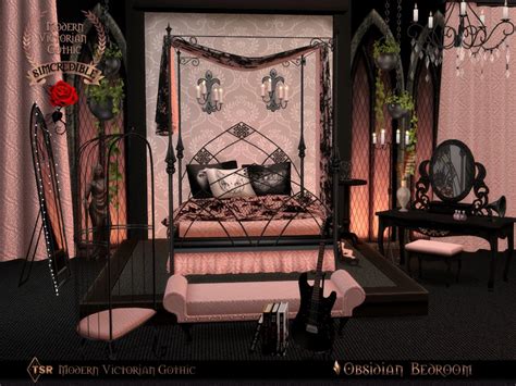 The Sims Resource - Modern Victorian Gothic - Obsidian Bedroom