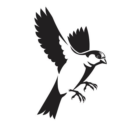 sparrow bird flying vector black and white color 14911369 Vector Art at ...