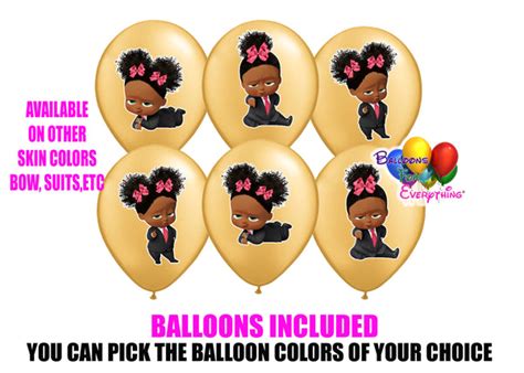 Dark Skinned Boss Baby Girl Pink Bow Balloons – Balloonsforeverythingonline