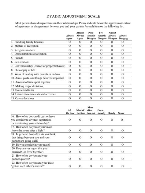 Dyadic Adjustment Scale | Action (Philosophy) | Interpersonal Relationships