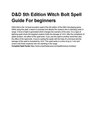 D&D 5th Edition Witch Bolt Spell Guide For beginners by unearthed ...