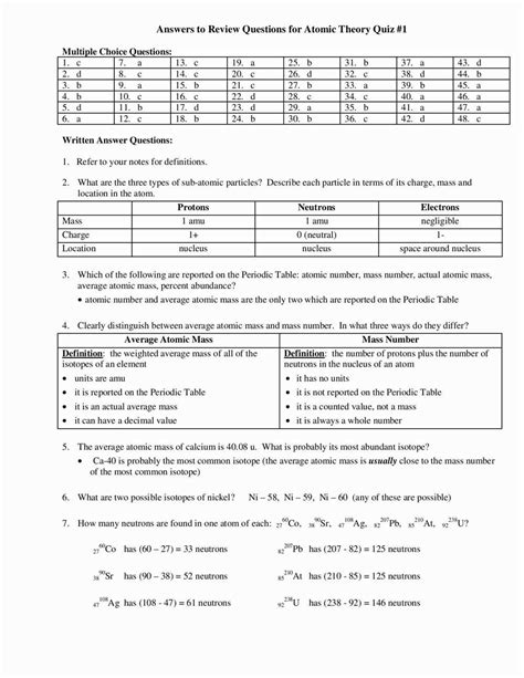 The Ultimate Guide to Understanding Average Atomic Mass: Worksheet ...