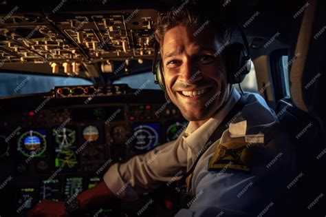 Premium AI Image | Environmental portrait of a pilot in the cockpit of an airplane ready for ...